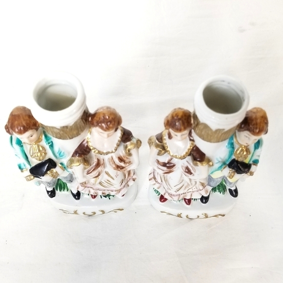 2 Vintage Beautiful Victorian Handpainted Del Coronado Porcelain Candle Holders main image 5